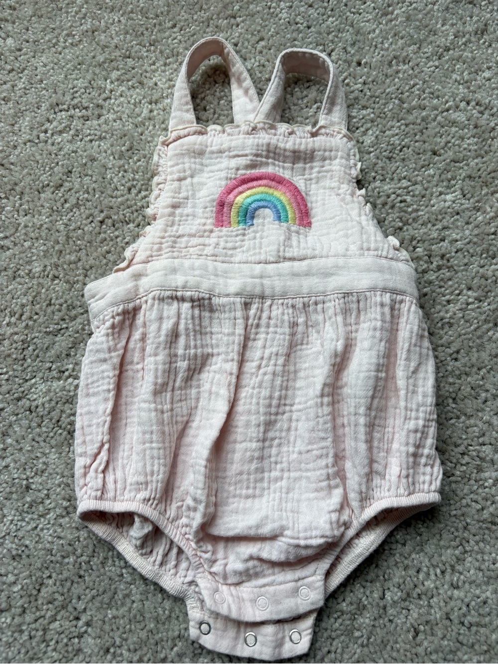 Angel Dear Pink Rainbow Muslin Romper